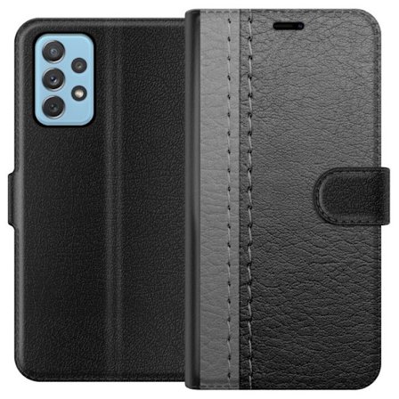 Yhteensopiva Lompakkokotelo Samsung Galaxy A52 5G Musta & Harmaa Nahka