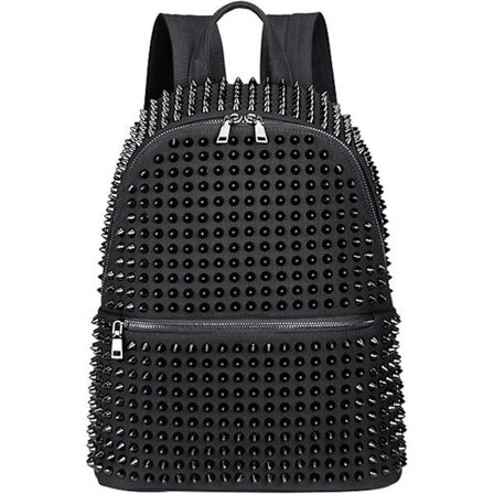 Sort Rivet Rygsæk med Søm til Mænd/Kvinder Messenger Taske Rygsæk Skoletaske Tote Crossbody Taske