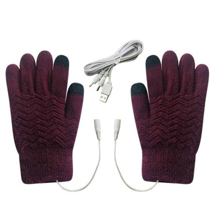 USB Lämmitettävät Käsineet Sähkölämmitteiset Rukkaset Naisten Talvi Lämmin Kaksipuolinen Lämmitys Täydet Kädet USB Ladattavat Käsineet Purple
