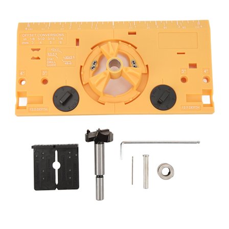 35mm hængsel borejig træbearbejdning hængsel hul boreguide lokalisator med fræser og 1/16in bit gul