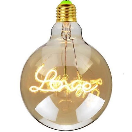 Edison LED Pære 4W, E27 Skruepære Retro LED Kærlighedsfilament Glas Antik Lampe Skaber Smukt Design (G125 Kærlighed)