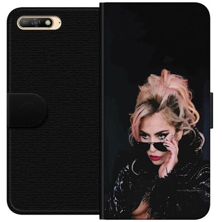 Kompatibelt Lommeboketui til Huawei Y6 (2018) Lady Gaga portrett med solbriller og dramatisk sminke i mørk glamorøs stil