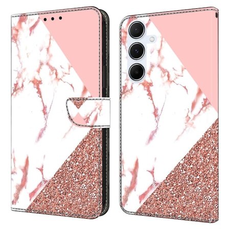 Samsung Galaxy A56 5G Etui med pung Mønster print Stand Leather Flip Phone Cover - Trekantet Marmor