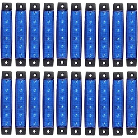 LED Side Marker Lights 6 LED 2835 SMD Clearance Lights for Truck Trailer RV Camper Pickup Tractor Truck SUV Boat 12V DC Shockproof(20pcs Blue)