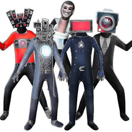 Skibidi Toalett Man Cosplay Kostym För Vuxna Barn Titan Audio Man Tv Man Jumpsuit Med Mask Halloween Carnival Kostym
