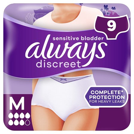Always Discreet Inkontinestrusser Plus Medium 9 stk, Medicin & Pleje, Inkontinens, Inkontinens Kvinder