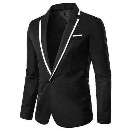 /EA/Herr Blazer Lättvikt Casual Enfärgad Enknäppt Slim L Svart