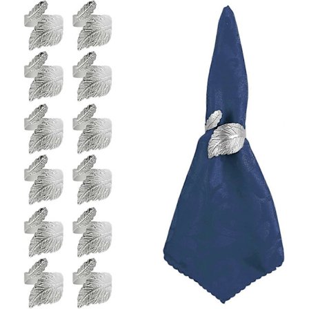 12 stk. gullbladformede serviettringer for borddekking (Fww)