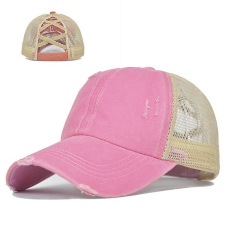 Stretch Cross Ponytail Hat Ripped Ponytail Hat Washed Cross Ponytail Mesh Hat Kvinnors Fläta Hat