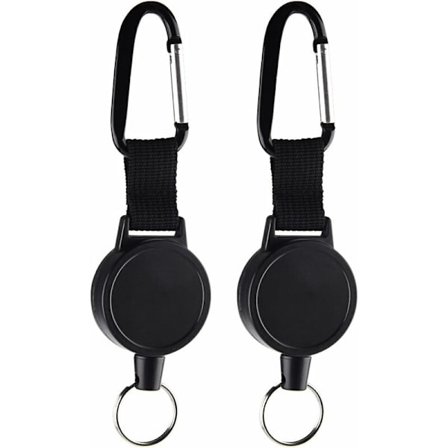 2-pakning uttrekkbar nøkkelring, uttrekkbar ID-merkeholder med 60 cm stålkabel