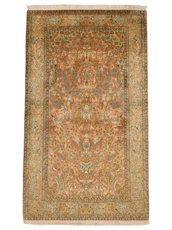 102X171 Tapis D'orient Cachemire Pure Soie 24/24 Quality Marron/Orange (Soie, Inde)