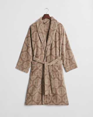 GANT - Morgenkåpe med monogramtrykk taupe beige