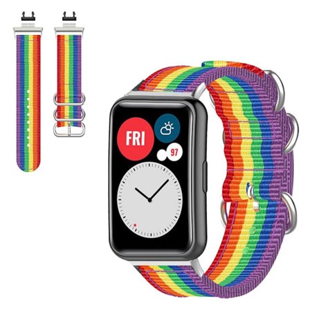 Huawei Watch Fit nylon pattern watch band - Rainbow