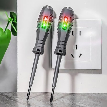2-i-1 Magnetisk Skruetrækker Elektricitetsdetektor Højt Drejningsmoment Elektricitetsdetektor Spændingstester Pen til Elektrikere 2 Flade Hoveder 2 
