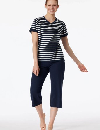 Schiesser Pyjama Long - Navy - M