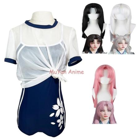Hutao Bathsuit Game Naraka: Bladepoint Tsuchimikado Kurumi Cosplay Costume Hu Tao Badetøy Halloween Party Uniform spesiallaget Pink M