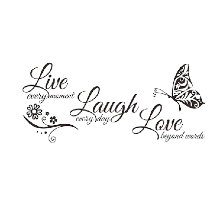 Live Love Laugh Set 3 Veggklistremer Motivasjonsklistremer for vegger Familie Inspirerende Veggklistremer med sitater (10,6x23 Svart)