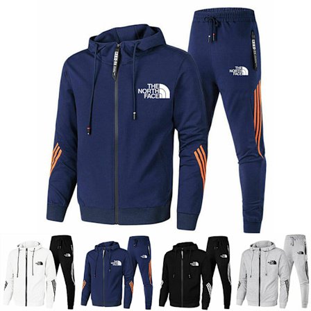 The North Face Herre Hoodie Genser Joggebukse Treningsdrakt 2PCS/Set Sportsklær Hvit White V