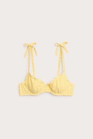 Kappahl | Stanik od bikini, w kratkę, z wiązaniem Żółty 75B | Kobieta