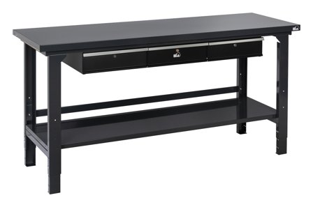PELA 519763 Arbeidsbenk med skuffsett og hylle, grå/svart, Garasjeinnredning & oppbevaring