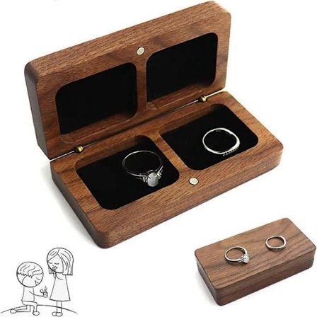 Ringbox i trä, ringbox i valnöt, smyckeskrin, vigselringbox, vigselringbox i trä
