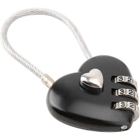 Kombinationshængelås, hjerteformet 3-cifret kodekombinationsbagage, taskelås, adgangskodesikkerhed parhængelås til skolekabinet/arkivskabe (sort)