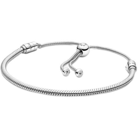 Ormkedjesliderarmband - Charm Armband för Kvinnor - Sterlingsilver med Klar Kubisk Zirkonia - 11"
