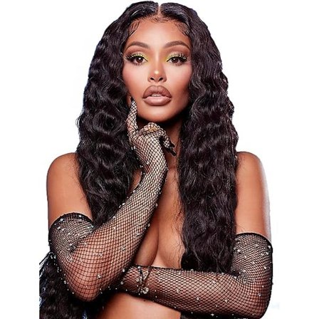 Sorte - Dame Fishnet Handsker Funklende Fest Handsker Funklende Galla Handske Tilbehør Klassisk 1920'er Stil