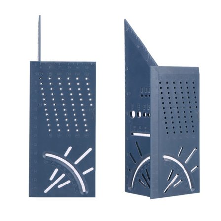 2 stk Multifunksjonell Vinkelmåler 45 Grader 90 Gjennomlinjal