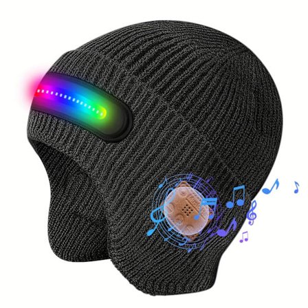 Julegaver Trådløs Musikk Beanie LED Lysende Lue Nattglød Belysning Bruk Eventyrlys Musikk Lue