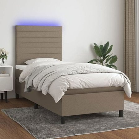 Maison Exclusive - Sengebund med lameller og madras samt LED Taupe 80x200 cm Stof
