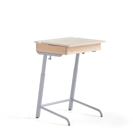 School desk AXIOM, sound absorbing linoleum, silver/beige