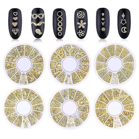 Metallikynsikoristeet, 3d Punk Stripe Heart Nest Mordern Hollow Out Star Moon Floral And Plants Niitti Gems Punk Nail Art Korut DIY Koristelu