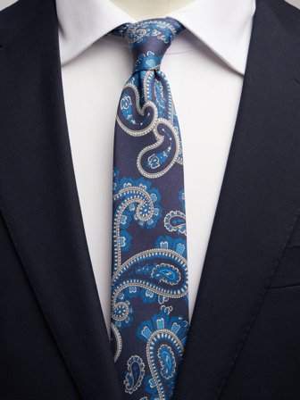 John Henric Men's Blue Tie Paisley Size 6,5