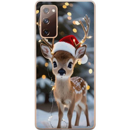 Yhteensopiva Puhelinkuori Samsung Galaxy S20 FE Söpö poro jossa on joulupukin hattu ja valosarja jouluinen söpö talvinen juhla luminen kawaii loma kod