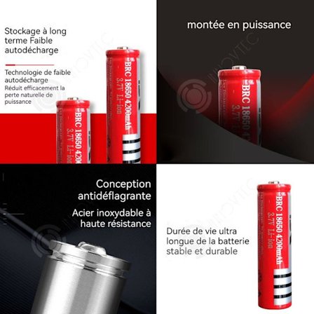 Genopladeligt batteri - TD - 18650 - 4200 mAh - 3,7 V - Rød