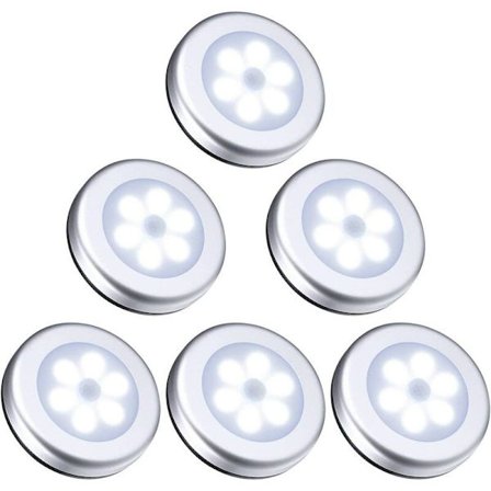 LED skap/skap 6 natt skap lys LED bevegelsessensor lys med magnetisk sokkel
