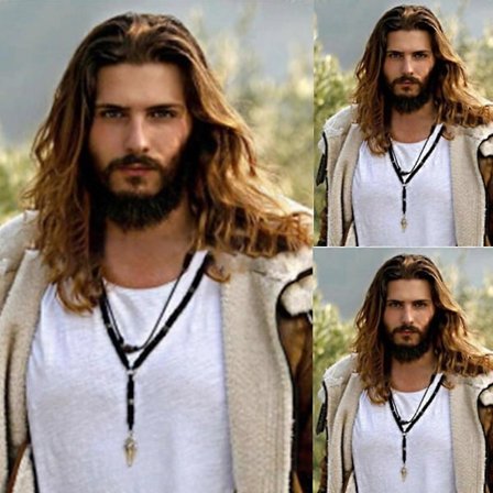 Herre Naturlig Brun Krøllet Bølget Hår Paryk Syntetisk Fest Midt Længde Fuld Parykker