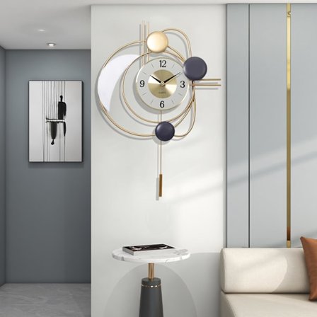 Væg ur - Stort vægur Guld vægure Moderne stue Pendul ur Mode Uden tikkende lyde til dekoration Soveværelse Køkken Kontor