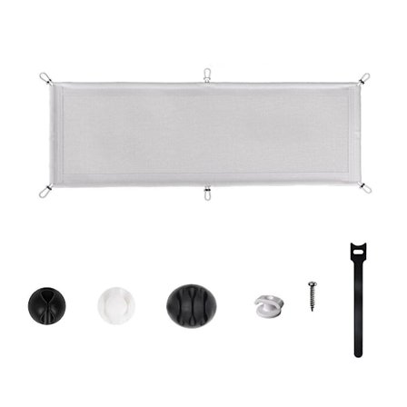 Kabelhåndteringsnett - Kabelhåndtering under skrivebord - Fleksibel kabelhylle under skrivebord Hvit-WELLNGS