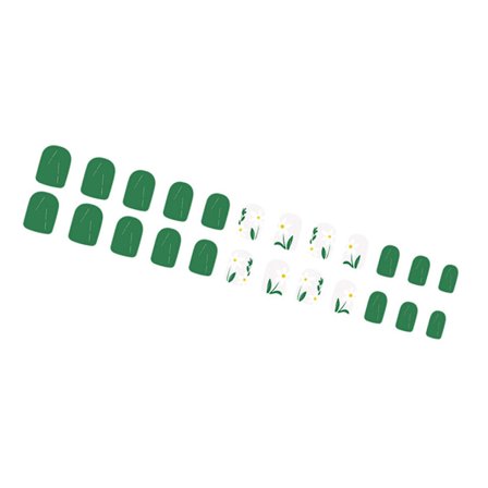 24x Korta Fyrkantiga Lösnaglar Blommor Konstgjorda Naglar Glansiga Tryck På Naglar