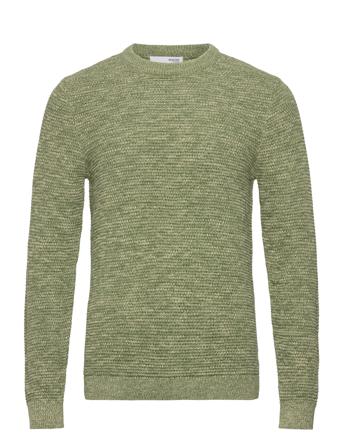 Slhvince Ls Knit Bubble Crew Neck W Strikkegenser M. Rund Krage Grønn Selected Homme*Betinget Tilbud