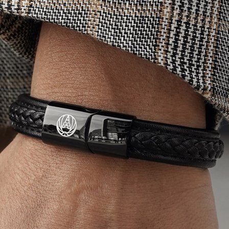 Svart Retro Läderarmband för män - Läderarmband