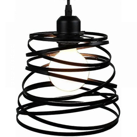 Pendellampe Industriell Design Fjærformet Bur 20cm Metall Taklampe Jern Lampe E27 40w, Svart (uten Pære)