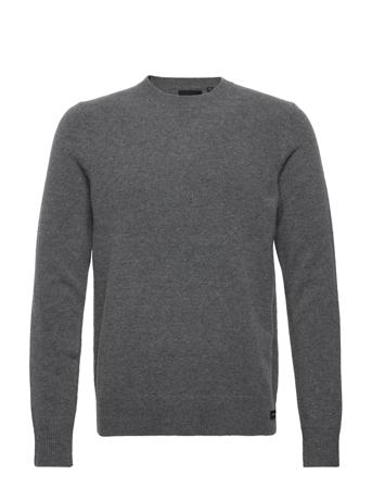 Vintage Lambswool Crew Strikkegenser M. Rund Krage Grå Superdry