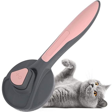 Kæledyrsbørste, hundebørste, kattebørste, fjerner 90% af døde hår og løse hår, til mellemstore og langhårede hunde og katte - pink