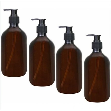 4 st Bärnstensfärgade Dispenserflaskor 500ML Bärnstensfärgade Dispenserpumpflaskor Tomma Bärnstensfärgade Plastflaskor för Lotion Duschgel Handtvål 