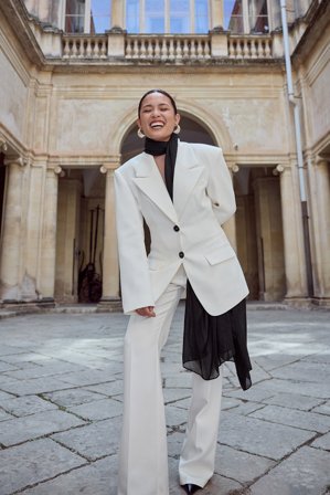 Tsutsumi Hoang x NA-KD Oversized Blazer - Oversized kavajer - Vit - EU 34