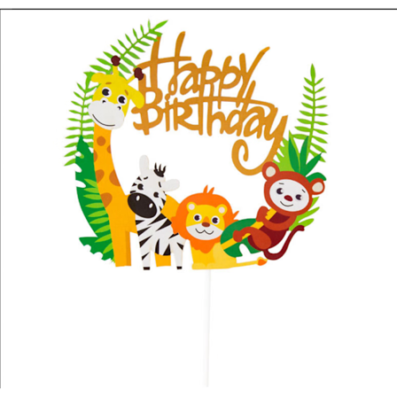 Akryl Dyr Cupcake Topper - Søde Jungle Dyr Kagepynt