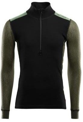 Aclima M's WoolNet Hybrid Mockneck Jet Black/Olive Night/Dill